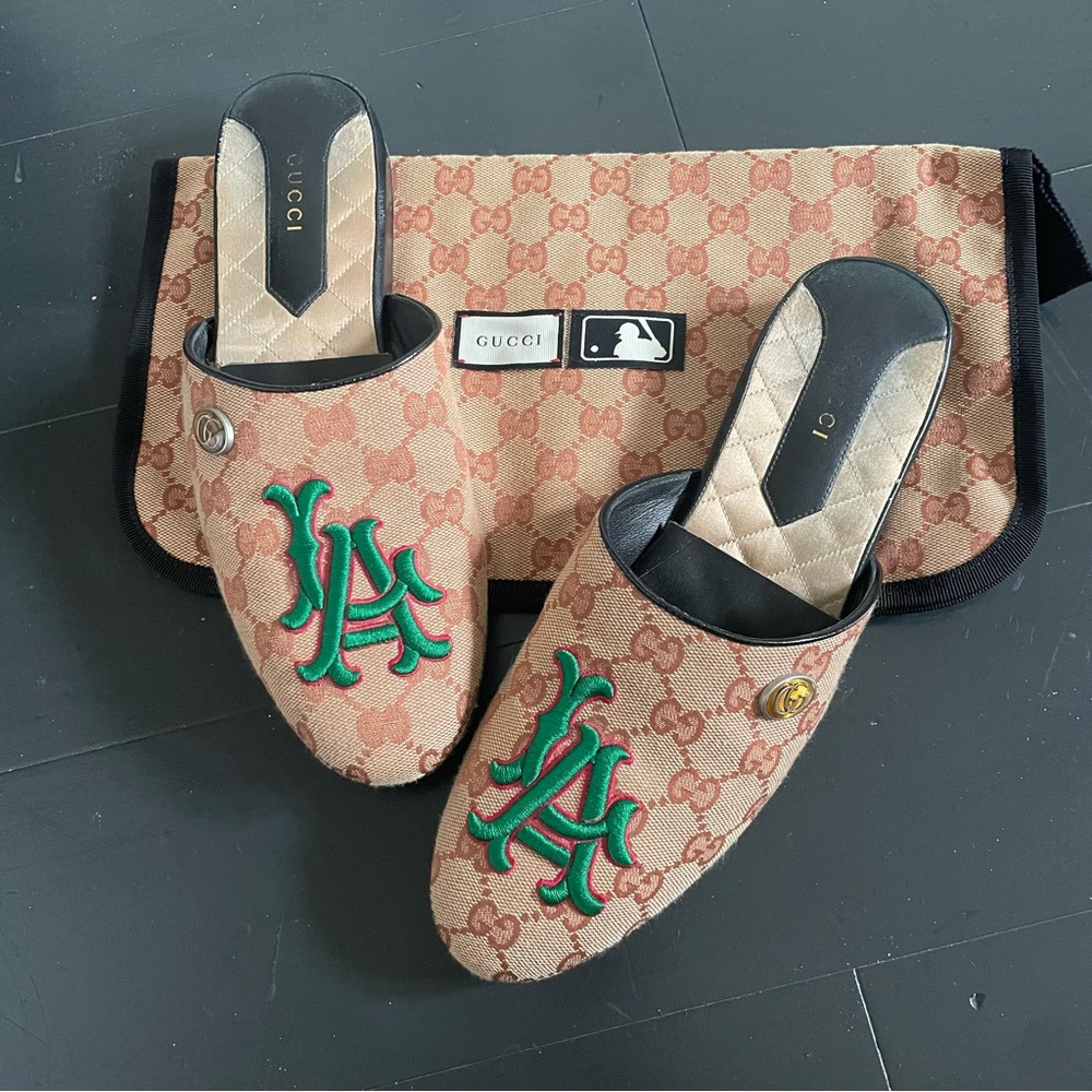 Gucci x MLB GG LA Dodgers Embroidered Mules